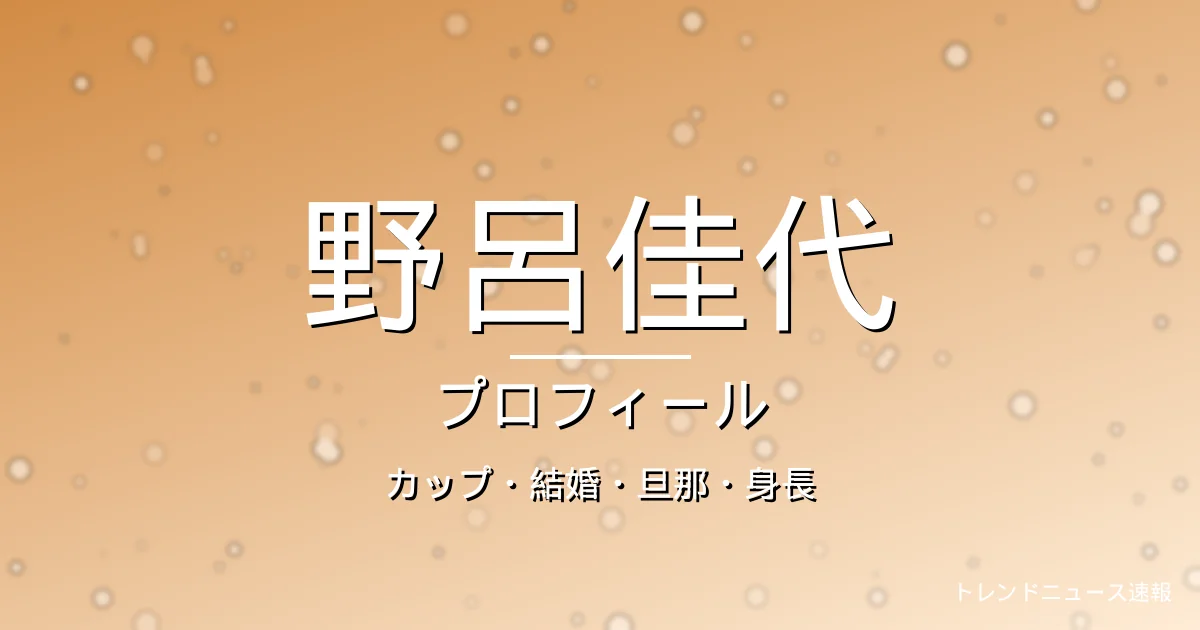 野呂佳代のカップ・結婚・旦那・身長・プロフィール記事メインビジュアル