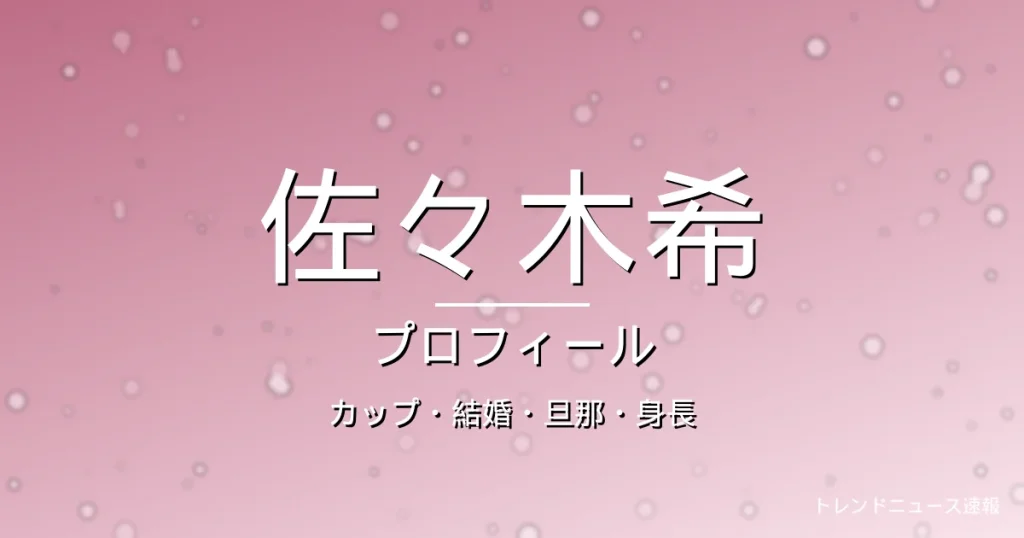 佐々木希のカップ・結婚・旦那・身長・プロフィール記事メインビジュアル