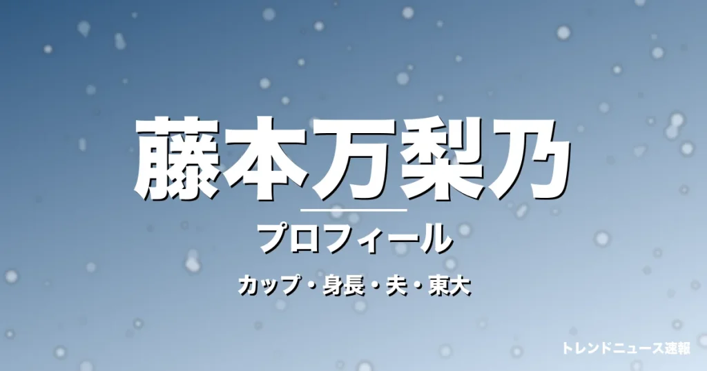 藤本万梨乃のカップ・身長・サイズ・夫・東大美人結婚の記事メインビジュアル